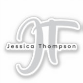 Sticker Modern Elegant Plain Professional Name Monogram (Recto)