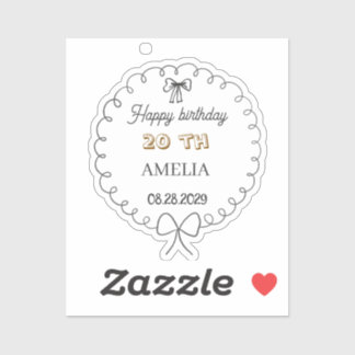 Sticker Modern Floral Birthday | Elegant Flower Design 