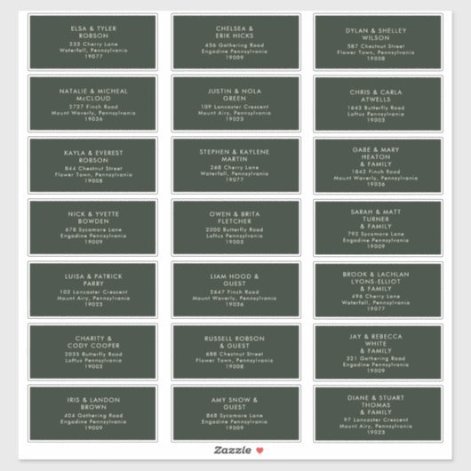 Sticker Modern Minimalist Dark Green Yellow Adresse d'hôte (Feuille)
