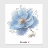 Sticker Modern Minimalist Gold and Blue Poppy (Feuille)