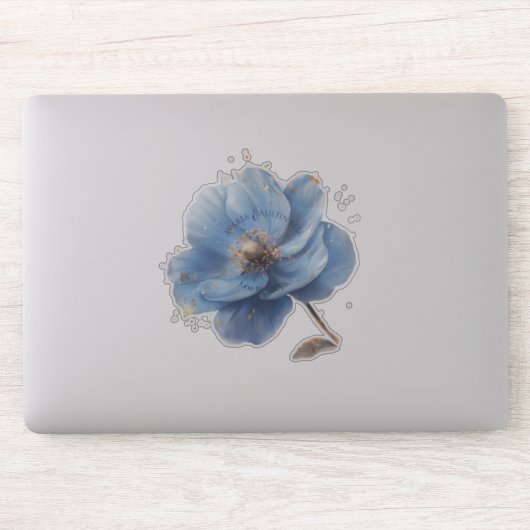 Sticker Modern Minimalist Gold and Blue Poppy (Ordinateur)
