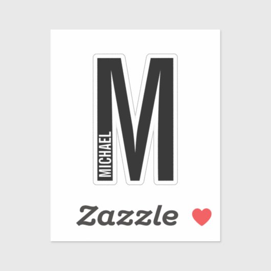 Sticker Modern Personalized Bold Monogram and Name (Feuille)