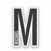 Sticker Modern Personalized Bold Monogram and Name (Recto)