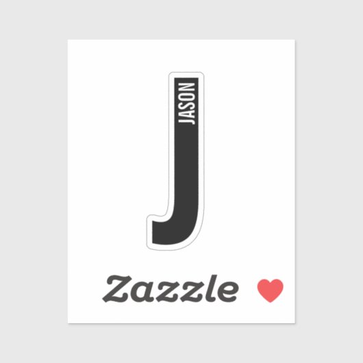 Sticker Modern Personalized Bold Monogram and Name (Feuille)