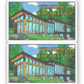 Sticker Modern Pop Art Forest Cabin Mid-Century Comic (Recto)