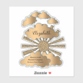 Sticker Moderne Black Gold Sun Business Personnaliser (Feuille)