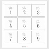 Sticker Moderne Chic 4 x 3,5" Numéro de tableau Vins Étiqu (Feuille)