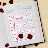 Sticker Moderne Chic Valentines Jour Pink Script Coeurs