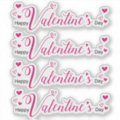Sticker Moderne Chic Valentines Jour Pink Script Coeurs (Devant)