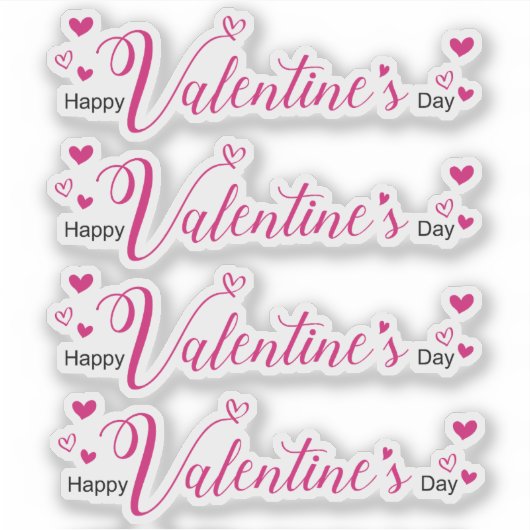 Sticker Moderne Chic Valentines Jour Pink Script Coeurs (Devant)