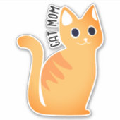 Sticker Moderne Cute Maman Chat | Belle Tabby Kitten Orang (Devant)