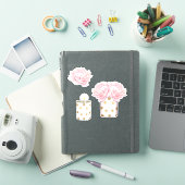 Sticker Moderne Fancy Féminin Mignon Rose Points Dorés Flo (Couverture iPad)