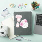 Sticker Moderne Fancy Fille mignonne Pink Stripes Floral (Couverture iPad)