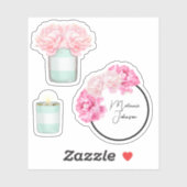 Sticker Moderne Fantaisie Fille mignonne Grandes Vertes Fl (Feuille)