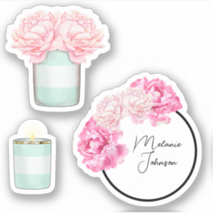 Sticker Moderne Fantaisie Fille mignonne Grandes Vertes Fl