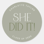 Sticker Moderne Fete Green Elle L'A Fait Graduatio (Devant)