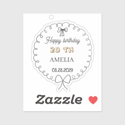Sticker Moderne Fleur Anniversaire | Design de Fleur Éléga (Feuille)