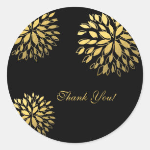 Sticker moderne Gold Foil Floral Black Elegant