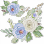 Sticker Moderne jolie aquarelle Ciel bleu Rose Floral (Devant)