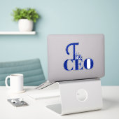 Sticker Moderne Minimaliste Le PDG Bleu (Ordinateur portable sur le bureau)