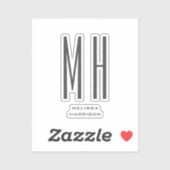 Sticker Moderne Monogramme Professionnel Plain Simple (Feuille)