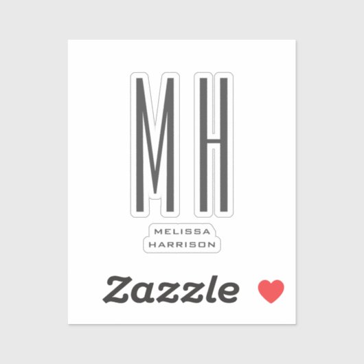 Sticker Moderne Monogramme Professionnel Plain Simple (Feuille)