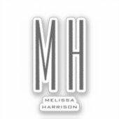 Sticker Moderne Monogramme Professionnel Plain Simple (Recto)