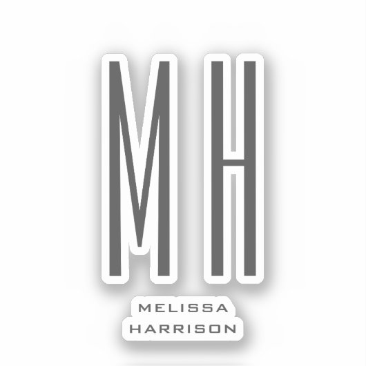 Sticker Moderne Monogramme Professionnel Plain Simple (Recto)