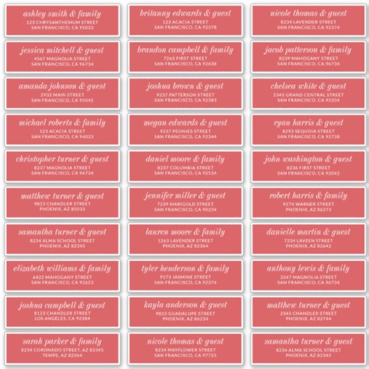 Sticker Moderne Simple Chic Mariage Nom d'hôte Adresse (Devant)