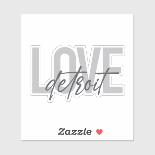 Sticker Moderne, simple, cool, design urbain Amour Detroit (Feuille)