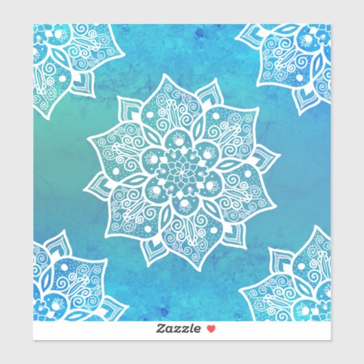 Sticker Moderne turquoise bleu ombre pascolor mandala (Feuille)