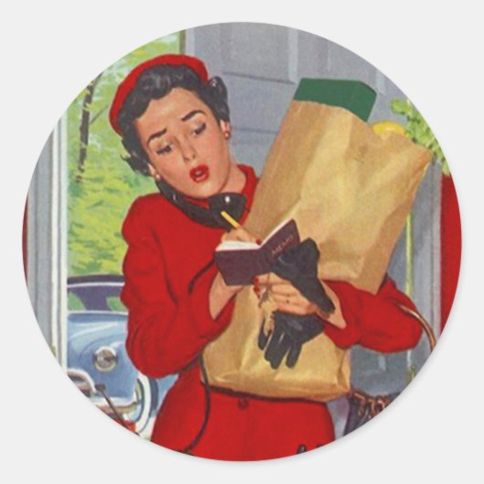 Sticker Modieuze Retro Lady & Leven in de Burbs (Voorkant)