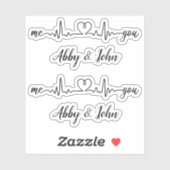 Sticker Moi et toi Heartbeat Love Heart Line Nom personnal (Feuille)