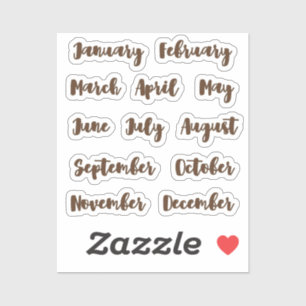 Sticker Mois de l'année minuscule latte