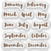 Sticker Mois de l'année minuscule latte (Recto)
