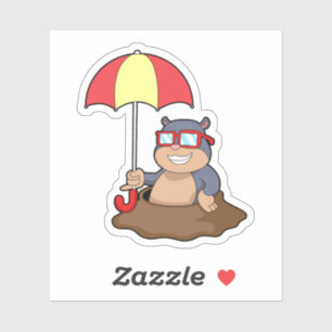 Sticker Mole à la pluie avec parapluie