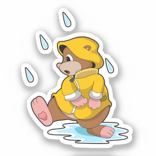 Sticker Mole à la pluie avec Raindrops (Recto)