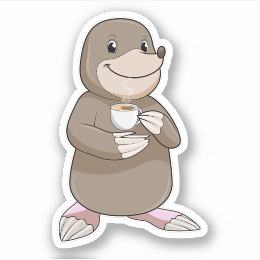 Sticker Mole avec Coffee Cup (Devant)