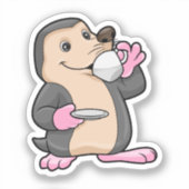Sticker Mole avec coupe de café et soucoupe (Recto)