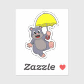 Sticker Mole avec parapluie (Feuille)