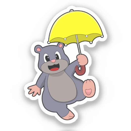 Sticker Mole avec parapluie (Recto)