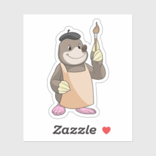 Sticker Mole comme Peintre avec pinceau