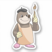 Sticker Mole comme Peintre avec pinceau (Devant)