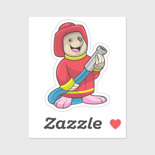 Sticker Mole comme pompier avec tuyau (Feuille)