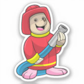 Sticker Mole comme pompier avec tuyau (Recto)
