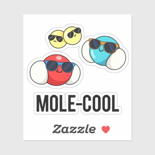 Sticker Mole-Cool Funny Molecule Pun (Feuille)