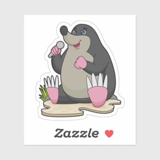 Sticker Mole en chanteur avec microphone (Feuille)