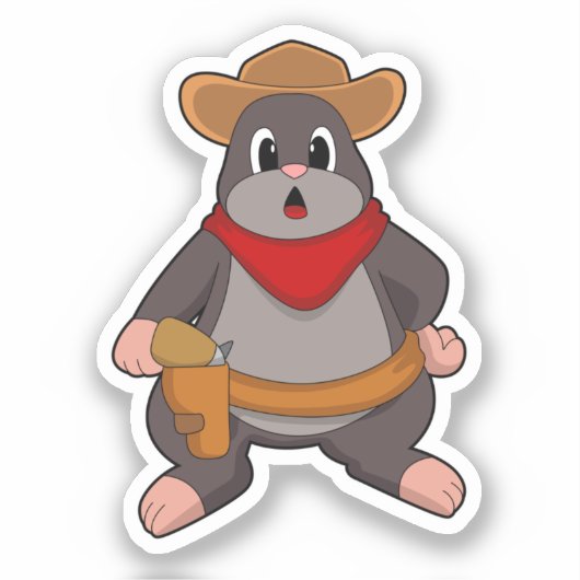 Sticker Mole en cowboy (Recto)