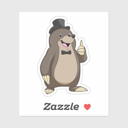 Sticker Mole en Groom avec Cravate (Feuille)