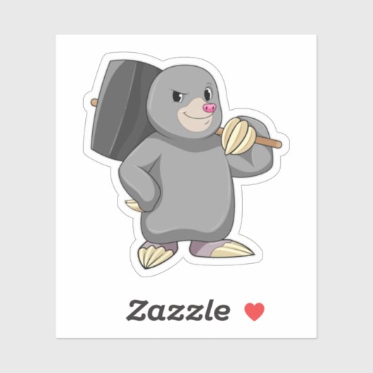 Sticker Mole en Handyman avec Hammer (Feuille)